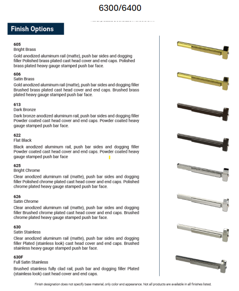 Push Bar FInish Options