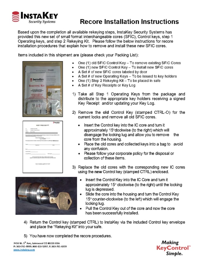 Recore Installation Instructions _IK-RECORE