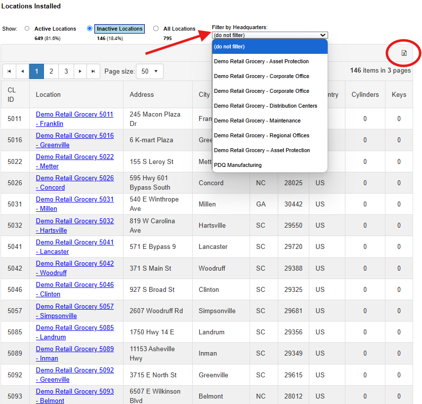 Instakey Core Set How can I determine what Locations have been installed with InstaKey?